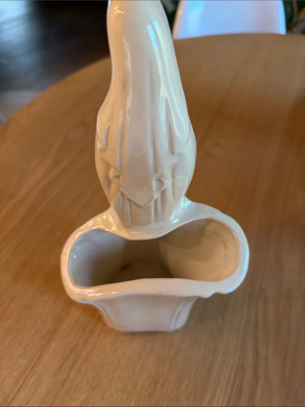 Vintage Holley Ross Madonna Planter 11.25” Pearlized Ivory Gold MCM